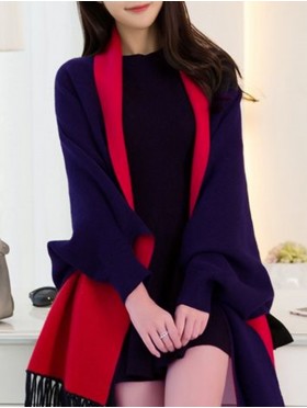 Cashmere Feeling Open-Front Cape W/Sleeves